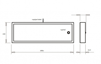 LED světelná police Sushi 5,3W, 600 mm, nerez