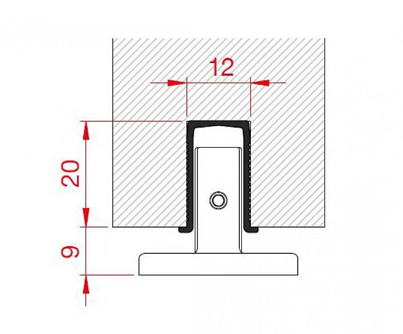 Spodní profil pro vodící prvek posuvných dverří, plast, délka 1,5m
