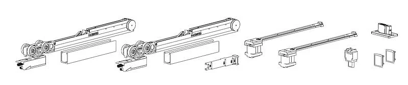 FLUID EVOLUTION sada pro posuvné dveře, do 80 kg, tlumení na obou stranách