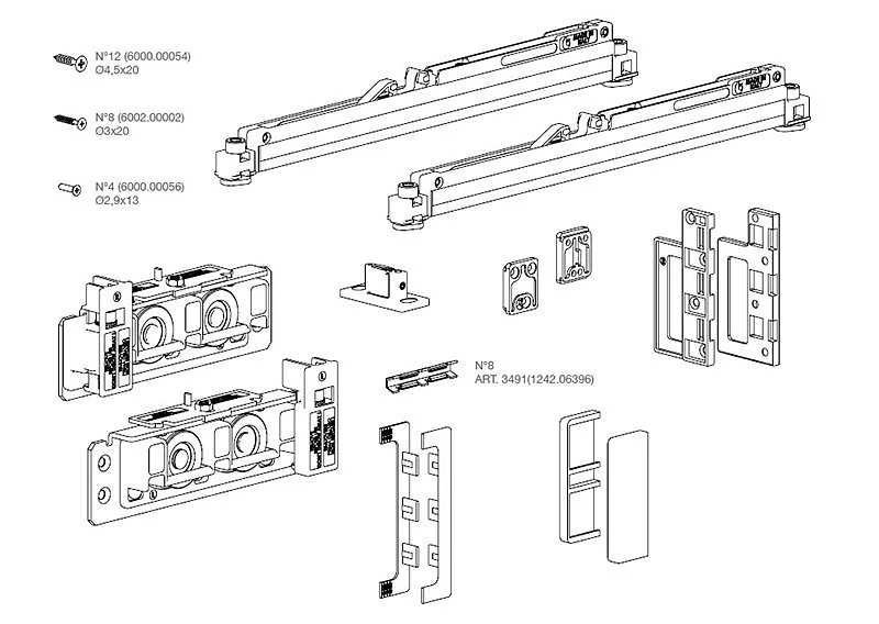 DIVA FLUID, sada pro posuvné dřevěné dveře, do 80 kg, 2x tlumič fluid